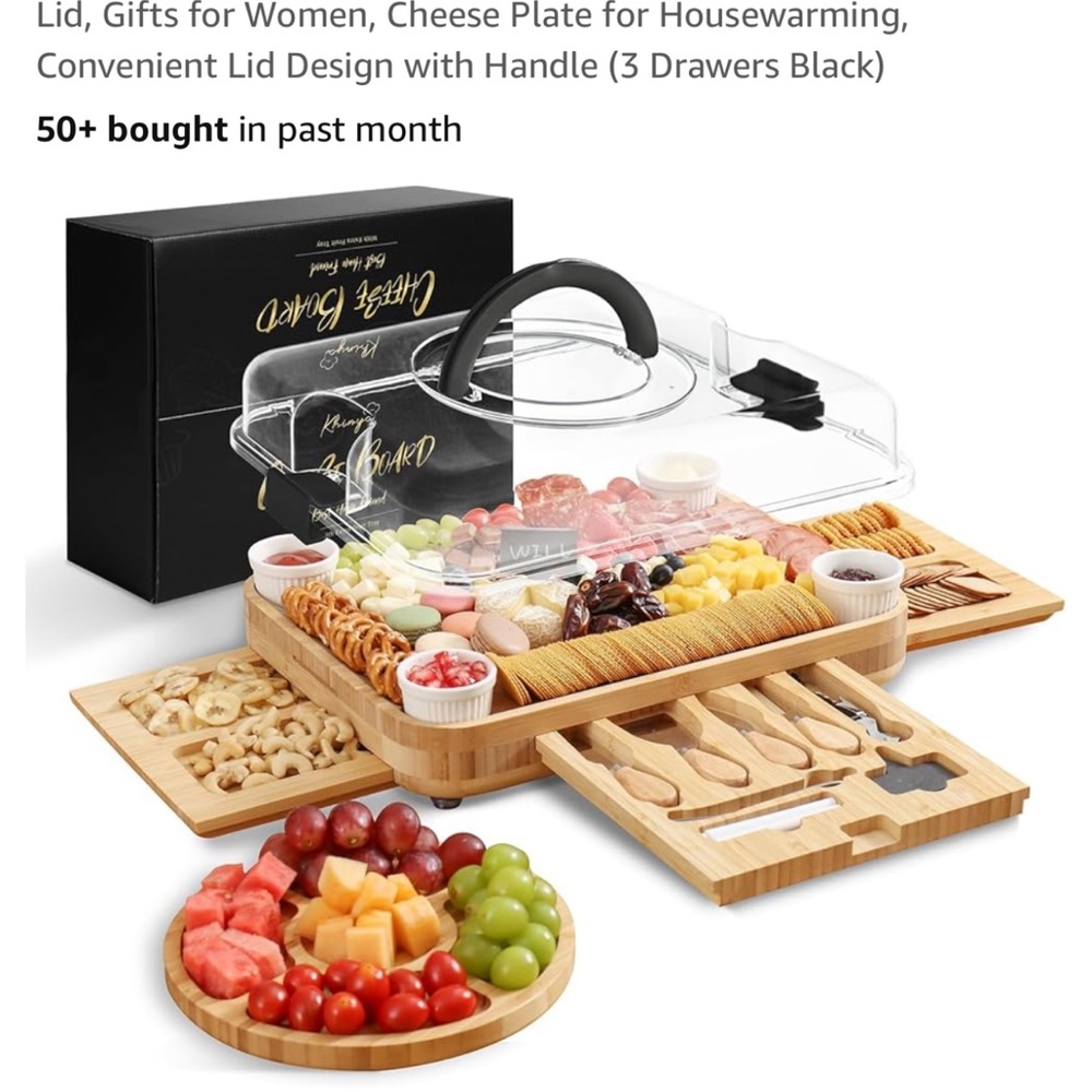Bamboo Cheese Board with Clear Lid